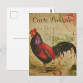 Vintag Red Rooster Postkarte (Vorne/Hinten)