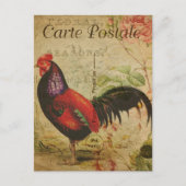 Vintag Red Rooster Postkarte (Vorderseite)