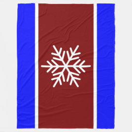 Vintag Red Royal Blue Stripes Nordic Snowflakes Fleecedecke