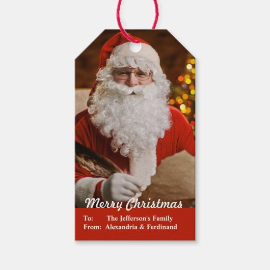 Vintag Red Santa Claus Frohe Weihnachten Geschenkanhänger (Vorderseite)