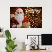Vintag Red Santa Claus Frohe Weihnachten Poster (Heimbüro)