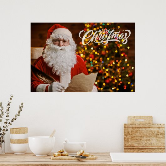 Vintag Red Santa Claus Frohe Weihnachten Poster (Küche)