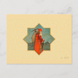 Vintag Red Santa Claus St. Nicholas Feiertagspostkarte