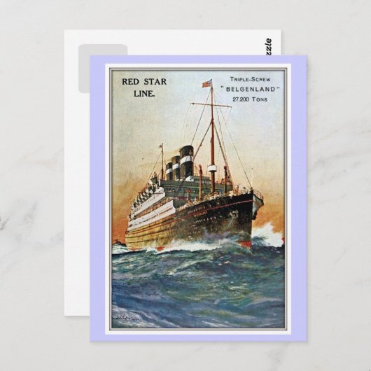 Vintag Red Star Line Belgenland Postkarte (Vorne/Hinten)