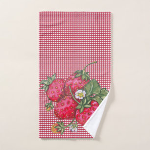 Vintag Red Strawberry Gingham Country Kitchen Handtuch