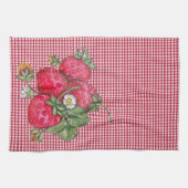 Vintag Red Strawberry Gingham Country Rustikal Geschirrtuch (Horizontal)