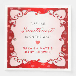 Vintag Red Sweetheart Valentinstag Babydusche Serviette