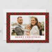 Vintag Red Tartan Kariertes Foto Weihnachten (Vorderseite)