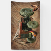 Vintag Red Tractor Barn Rooster Hen Banner (Vertikal)