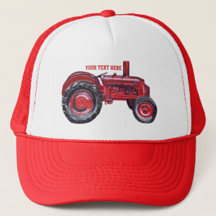 Vintag Red Traktor Watercolor Truckerkappe