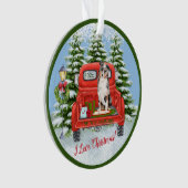 Vintag Red Truck Australian Shepherd Dog Ornament (Vorderseite)