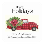 Vintag Red Truck Custom Christmas Address Labels Quadratischer Aufkleber<br><div class="desc">Schöner Vintager Red Truck mit Weihnachten Bouquet Holiday Square Adresse Stickers! Perfekte Umschlag Aufkleber für einen Urlaub ...  Einfache Online-Personalisierung! Abmessungen: 1, 5"/20 pro Blatt Auch erhältlich in 3"/6 pro Blatt Bedruckt auf weißem,  säurefreiem Papier Vibrant Vollfarbdruck Vollblutdruck Scratch-resistente Vorderseite,  einfaches Abziehen und Zurückstecken in matt oder glänzend</div>