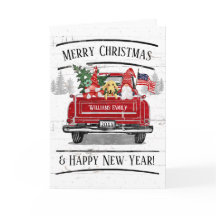 Vintag Red Truck Gnome Couple Dog Patriotic