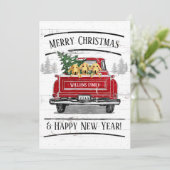 Vintag Red Truck Labrador Hunde Frohe Weihnachten (Stehend Vorderseite)