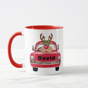 Vintag Red Truck Reindei Weihnachten Tasse