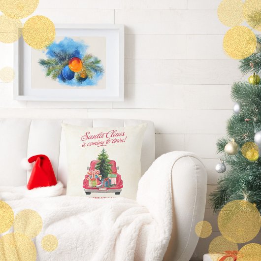 Vintag Red Truck Santa Claus Kissen