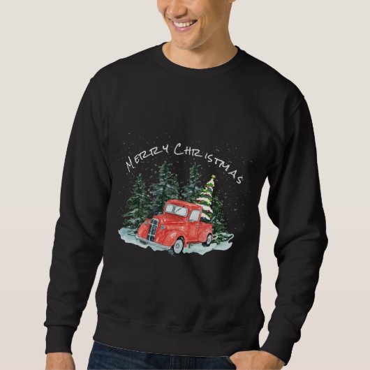 Vintag Red Truck Weihnachten Weihnachtsbauerndekor Sweatshirt (Vorderseite)