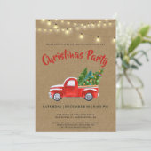 Vintag Red Truck Weihnachts-Party Einladung (Stehend Vorderseite)