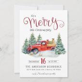 Vintag Red Truck Weihnachts-Party Einladung (Vorderseite)