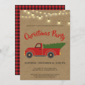 Vintag Red Truck Weihnachts-Party Einladung (Vorne/Hinten)