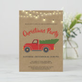 Vintag Red Truck Weihnachts-Party Einladung (Stehend Vorderseite)