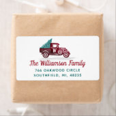 Vintag Red Truck Weihnachtsbaum Monogram Adresse (Insitu)