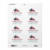 Vintag Red Truck Weihnachtsbaum Monogram Adresse (Vorne)