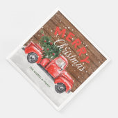 Vintag Red Truck Weihnachtsessen Napkins Serviette (Ecke)
