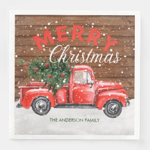 Vintag Red Truck Weihnachtsessen Napkins Serviette