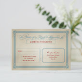 Vintag Red White & Blue DIY Wedding RSVP Karte (Stehend Vorderseite)