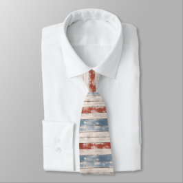 Vintag Red White Blue Patriotic Imitats Wood Krawatte