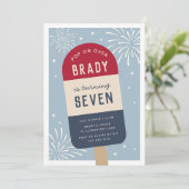 Vintag Red White & Blue Pop Kindergeburtstag Party Einladung (Stehend Vorderseite)