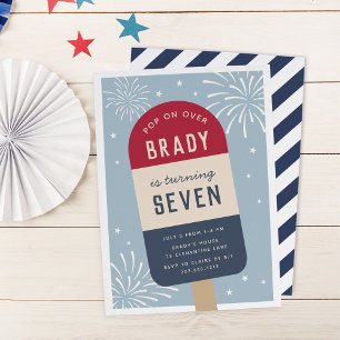 Vintag Red White & Blue Pop Kindergeburtstag Party Einladung