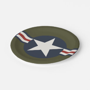 Vintag Red White Blue USAAF Insignien Star Bars Pa Pappteller