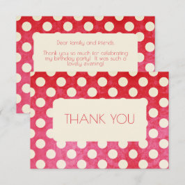 Vintag Red White Polka Dot Birthday Dankeskarte