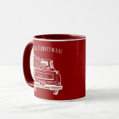 Vintag Red White Truck Frohe Weihnachten Tasse (Vorderseite Links)