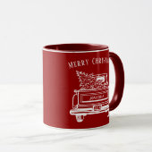 Vintag Red White Truck Frohe Weihnachten Tasse (VorderseiteRechts)