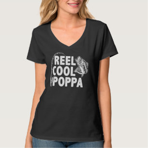 Vintag Reel Cool Poppa Lieben Fischen Vater S Da T-Shirt