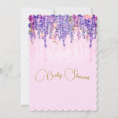 Vintag Regency Baby Duwer Lavender Blume Einladung (Rückseite)