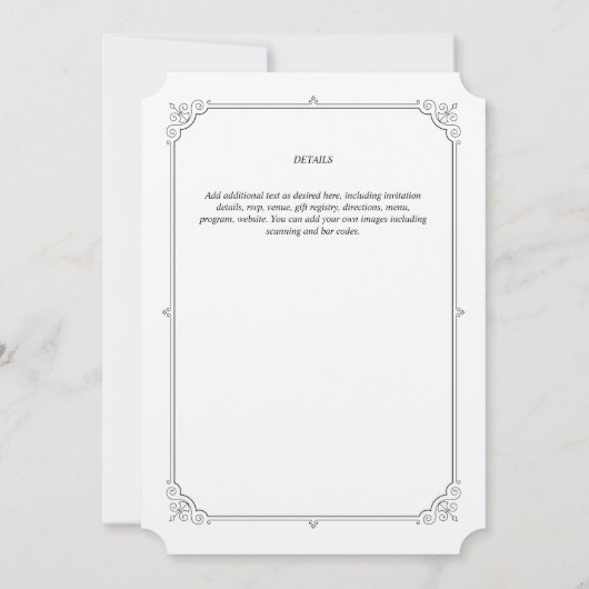 Vintag Regency Metallic Silver Wedding Einladung (Rückseite)