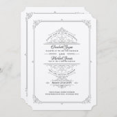 Vintag Regency Metallic Silver Wedding Einladung (Vorne/Hinten)