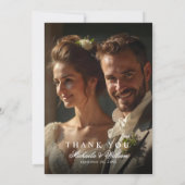 Vintag Regency Monogram Wappen & Foto Wedding Dankeskarte (Rückseite)