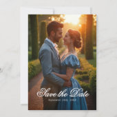 Vintag Regency Monogram Wappen & Foto Wedding Save The Date (Rückseite)