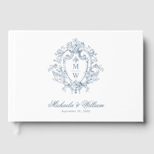 Vintag Regency Monogram Wappen Wedding Gästebuch (Vorderseite)