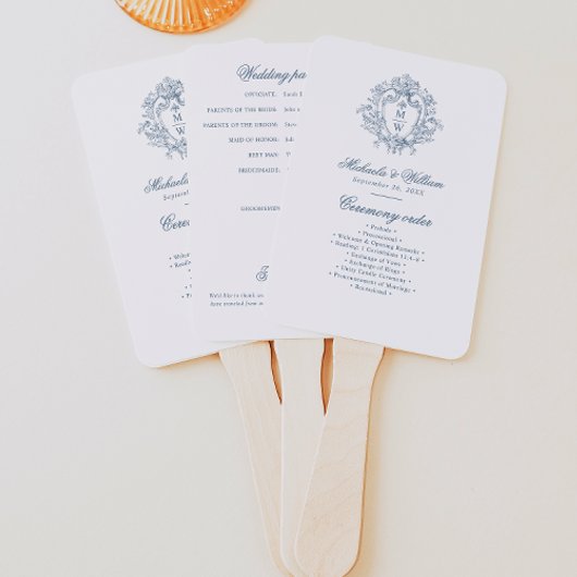Vintag Regency Monogram Wappen Wedding Program Fächer