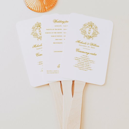 Vintag Regency Monogram Wappen Wedding Program Fächer