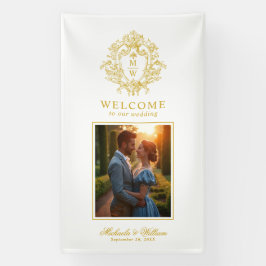 Vintag Regency Monogram Wappen Wedding Welcome Banner
