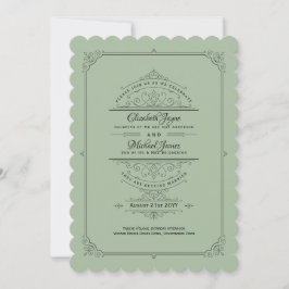 Vintag Regency Sage Green Wedding Einladung