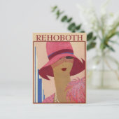 Vintag RehoBeide Strand, ändern Text Postkarte (Stehend Vorderseite)