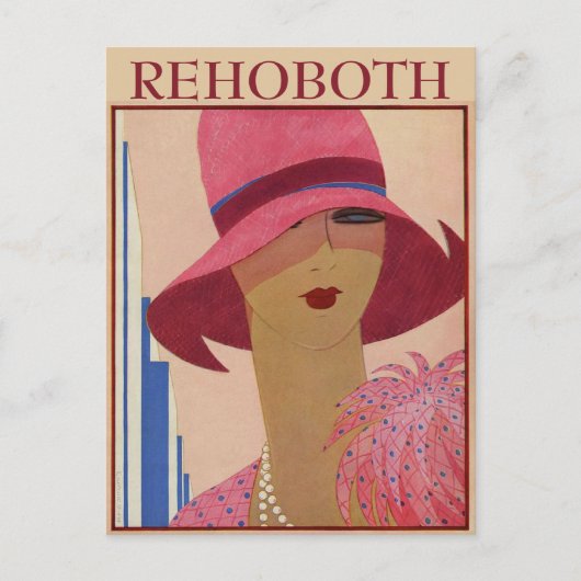 Vintag RehoBeide Strand, ändern Text Postkarte (Vorderseite)